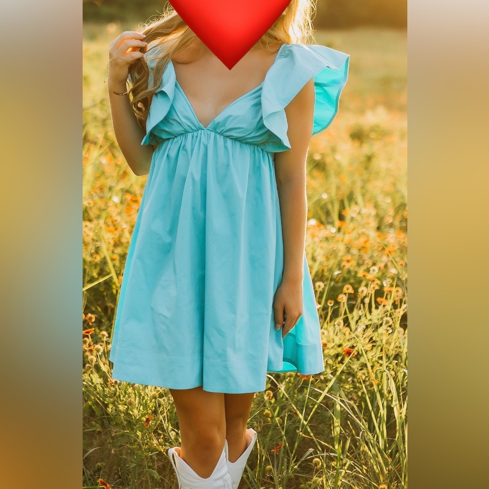 Turquoise Blue Dress, Lined (Altar’d State) - Picture 5 of 5